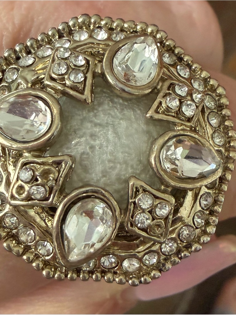 Gold-Tone Crystal Statement Ring - Clear Crystal